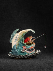 Full view of the metal Chiwen Toad incense burner in an ink-painting-inspired finish