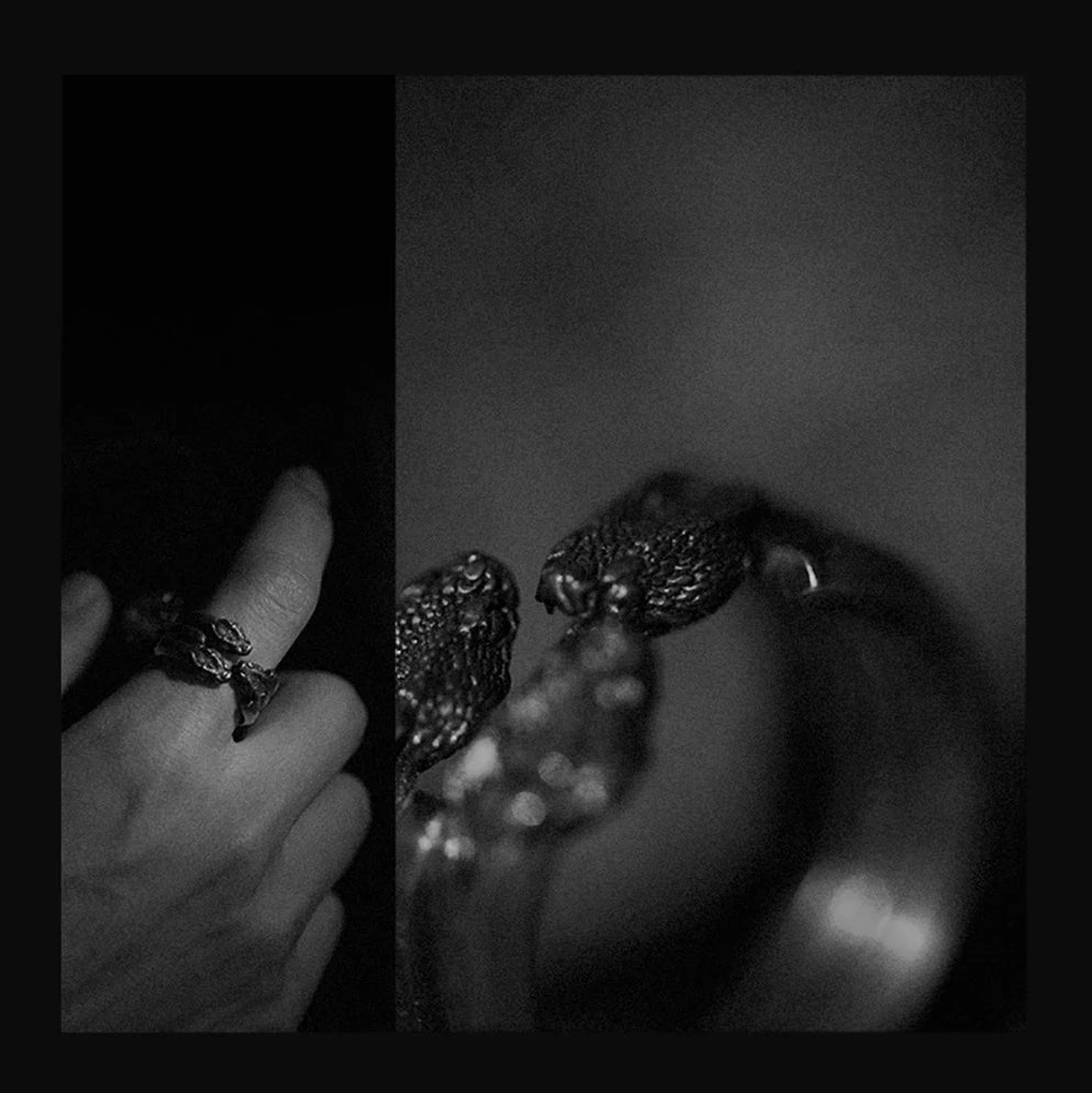Three-Headed Gemstone Serpent Ring
