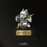 Zodiac Guardians dragon figure in a silver finish with a gold-colored weapon
