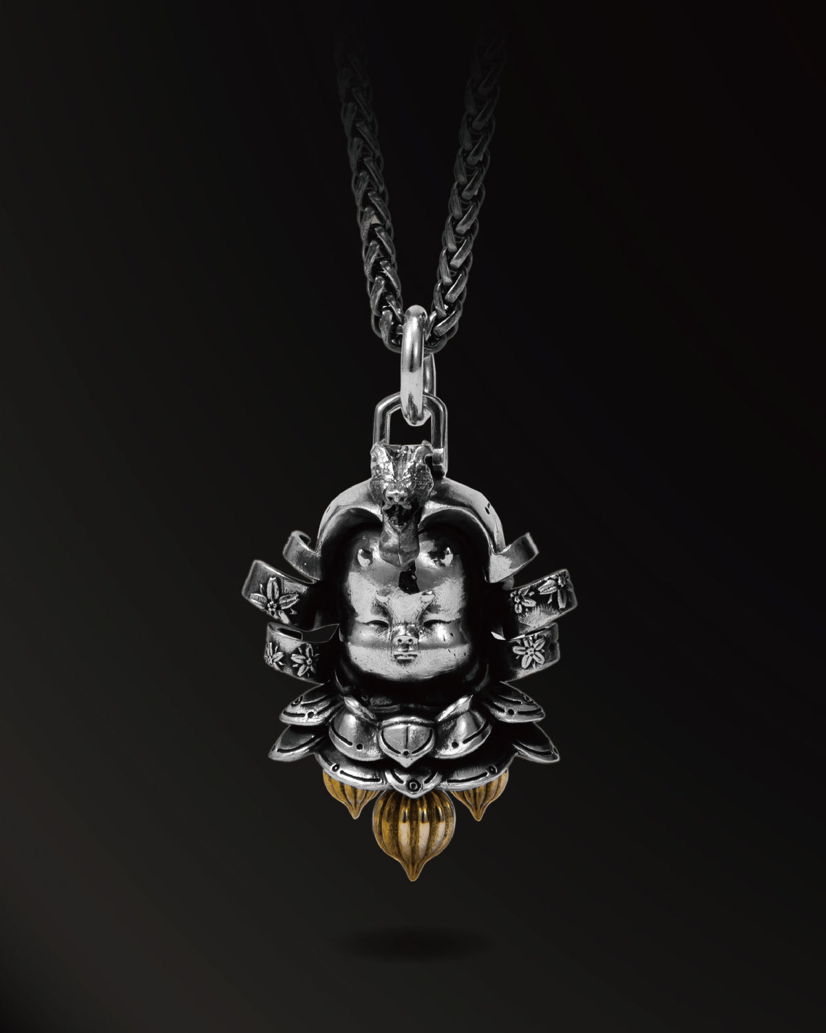 Hannya armor warrior Amulet in 925 Silver