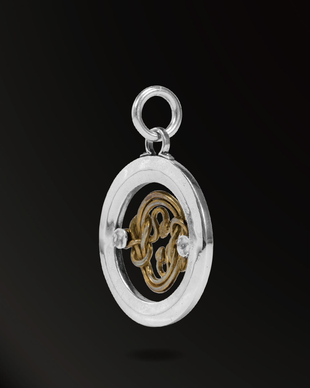 Horn Snake Lucky coin Amulet in 925 Silver